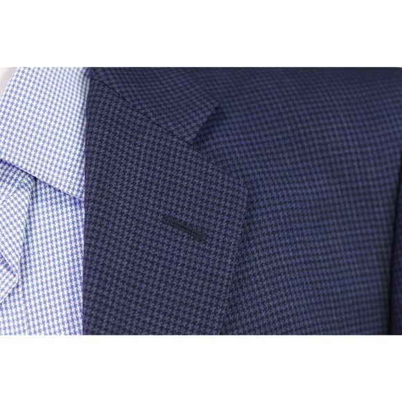 Hickey Freeman Blue Blazer Houndstooth Wool Sportcoat Jacket 40R - Picture 5 of 8